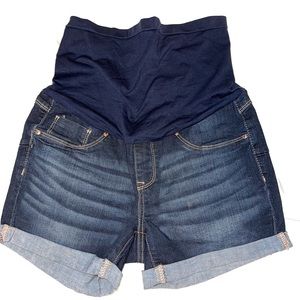 Blue Savvy Maternity Denim Shorts Size Small Belly Band Cuffed Short Jean Shorts